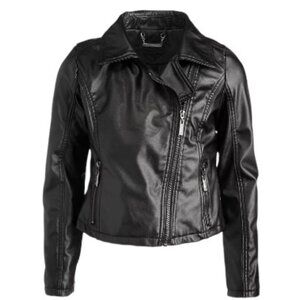 Jou Jou Big Girls Faux-Leather Full-Zip Moto Jacket Size Small